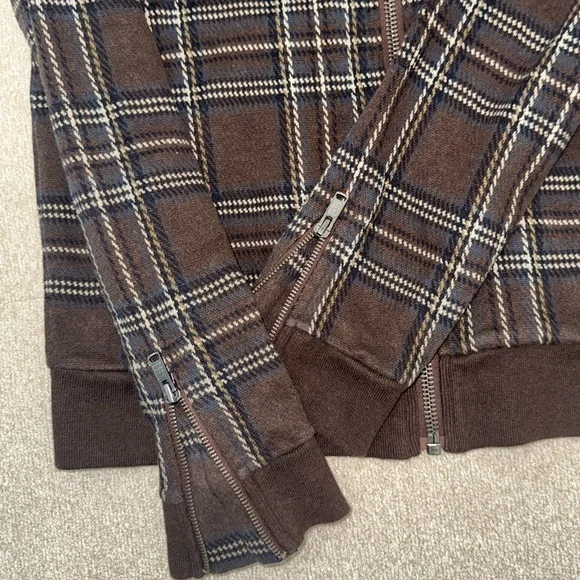 Marc by Marc Jacobs Plaid Zip-Up Hoodie Jacket – Brown & Navy - Picture 3 of 10